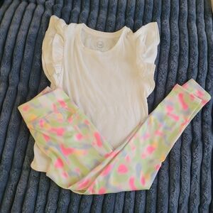 Wonder Nation White Top and Neon Leggings Set